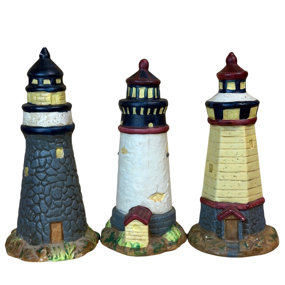 Ks Collection Miniature Lighthouse Figurines Set of 3 Nautical‎ Coastal Decor